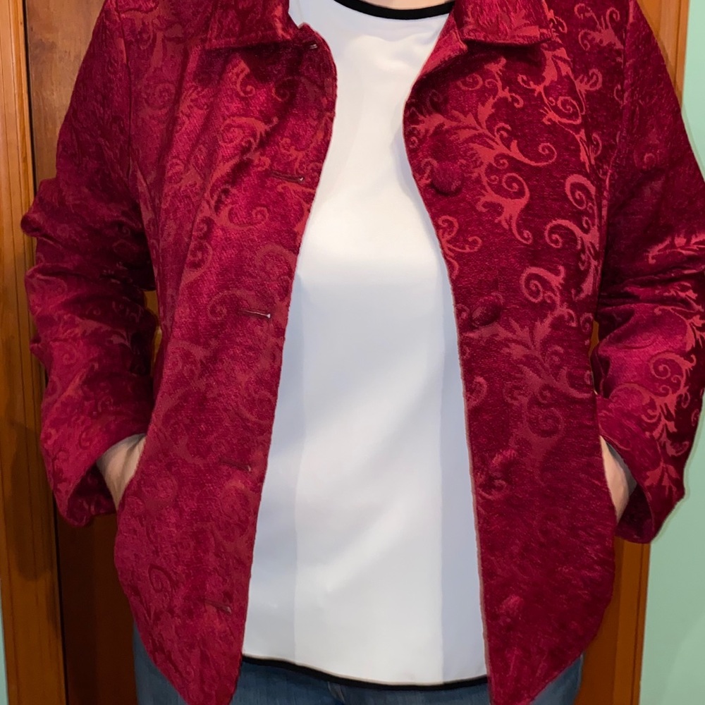 Croft & Barrow Fuchsia Abstract Tapestry Blazer - image 1